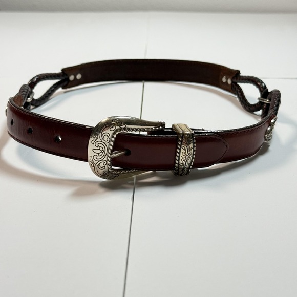 Brighton Accessories - Brighton‎ Belt Womens XS 30 Brown Leather Braided Concho Western Cowgirl